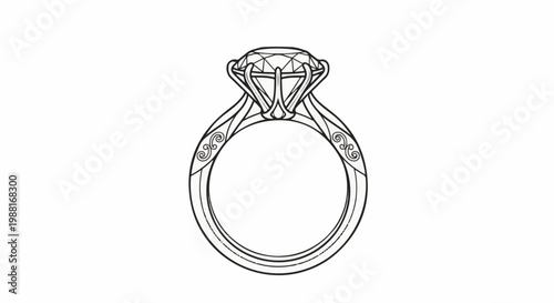 Elaborate diamond ring design with intricate scrollwork on band