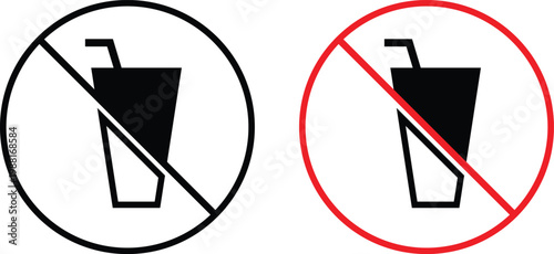 No Drinks sign set.  vector set stock illustration. road signs