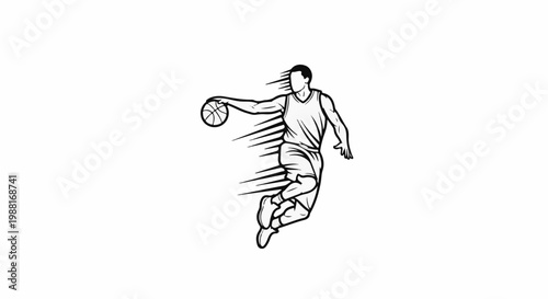 Silhouette of a basketball player in mid-air during a slam dunk