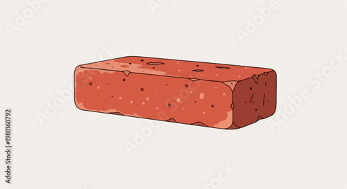 A singular red brick with an uneven surface and small holes