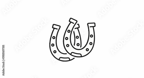 Two black and white line art horseshoe icons are overlapping