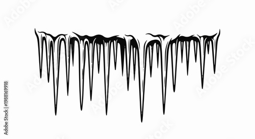 Stylized black icicle graphic against a white background, drips