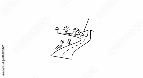 A winding road of progress towards success and innovation