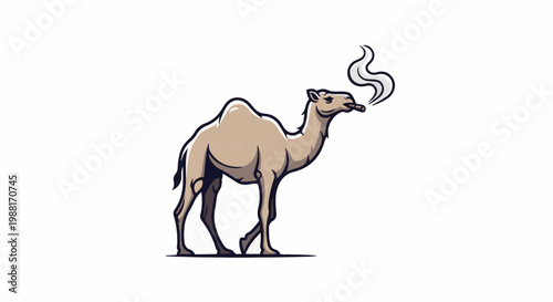 Cartoon camel exhaling smoke from its mouth