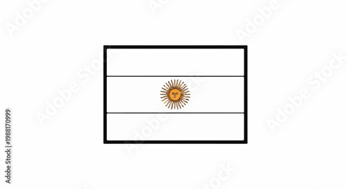 A stylized depiction of the Argentinian flag with a golden sun emblem centered
