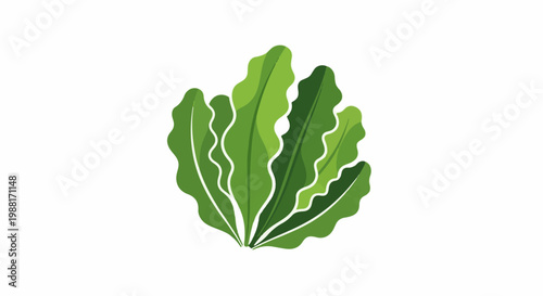 Vibrant green leaves with textured edges create a lush, wavy plant illustration