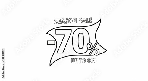 Stylized banner advertising a 70% off season sale
