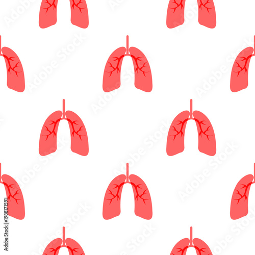 Seamless pattern of red lungs for asthma awareness on transparent background