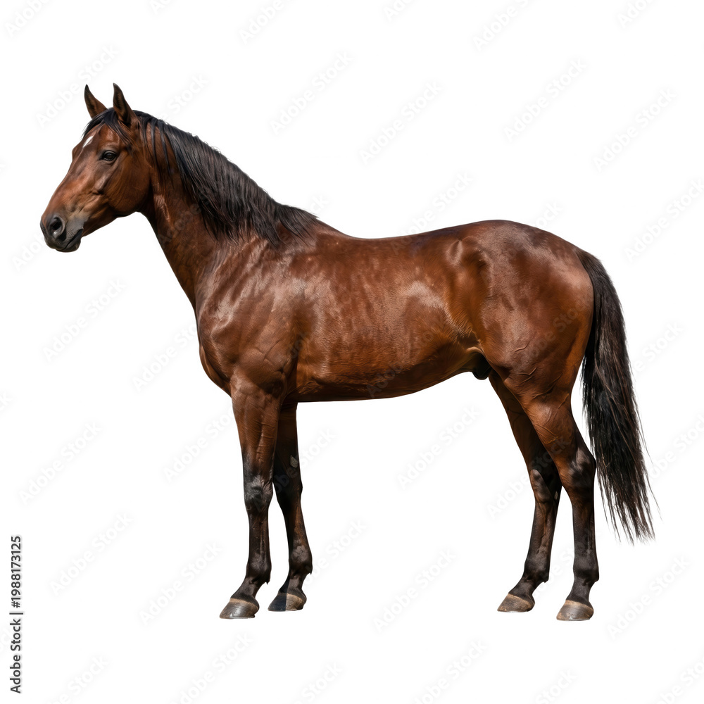 Obraz premium Single horse standing isolated on white background