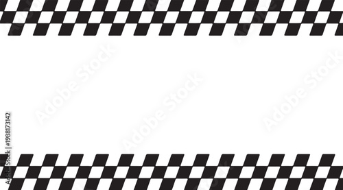 Checkered racing stripes border with white copy space for text
