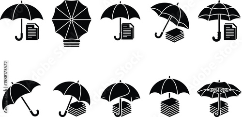 Sammlung von zwölf verschiedenen schwarzen Silhouetten von Siegerpokalen und Auszeichnungen auf weißem Hintergrund.