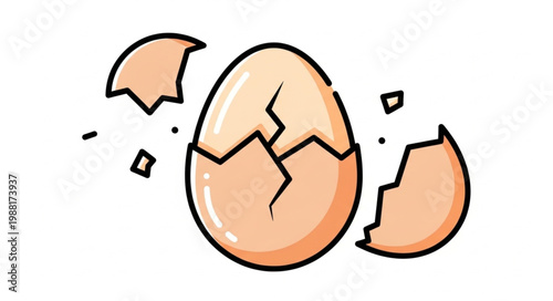Cracked Eggshell Illustration Symbolizing New Beginnings.