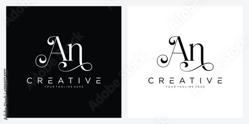Initial letter AN or NA logo design vector illustration