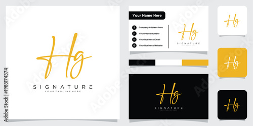Initial HG or GH handwriting logo template