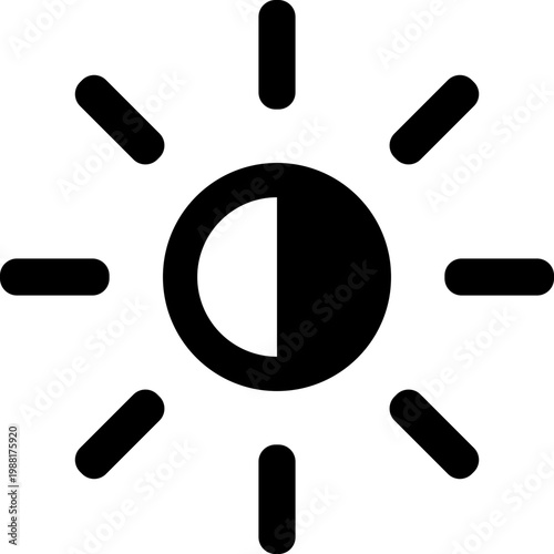 Sun rays icon minimal weather symbol