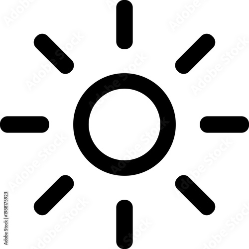 Sun rays icon minimal weather symbol