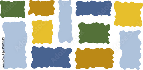 Organic hand-drawn shapes and wavy frames collection. Colorful vector set of patterns, doodle borders, abstract geometric backgrounds with place for text for creative designs. Decorative text boxes