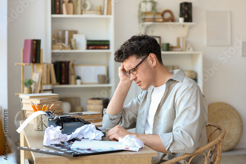 Stressed male screenwriter ...