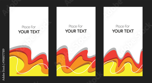 Copyspace background featuring three flyer templates with colorful abstract shapes ideal for creative promotions and marketing campaigns. Suitable for promotional materials.