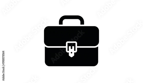 minimalist black briefcase icon with a white background