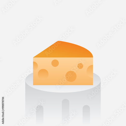 Flat Cheese Vector Illustration – Swiss Cheese Slice Icon with Gradient, Minimal Food Design Isolated on Light Background