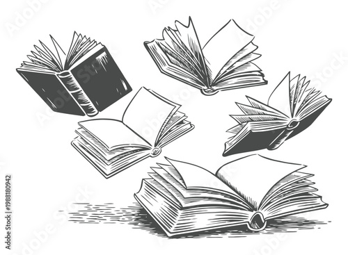 Flying Books Vector Illustration