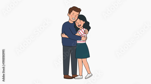 A tender embrace captures a heartwarming moment of connection between a man and a woman, creating a feeling of togetherness and affection.