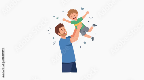 A heartwarming moment unfolds as a father joyfully tosses his son into the air. Capturing the pure essence of family bonding, love, and the magic of childhood joy.