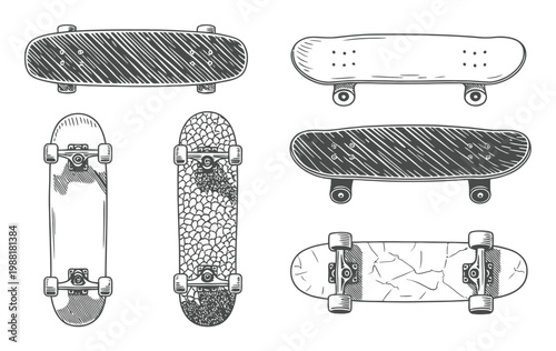 Skateboard Vector Illustrations in Various Styles and Angles