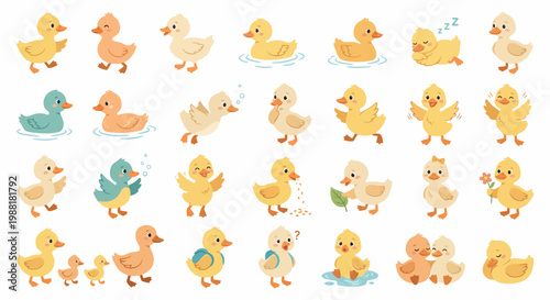 Adorable Baby Duckling Clipart Set with Ducks, Eggs, and Pond Scenery