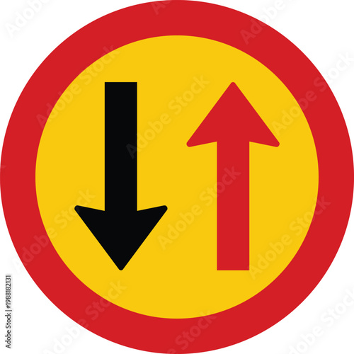 Free Download Yield to Oncoming Traffic Road Sign Red Yellow Circle North Europe Warning Vector Illustration Design
 - GFXLoad