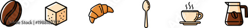 Set of coffee shop and breakfast vector icons.