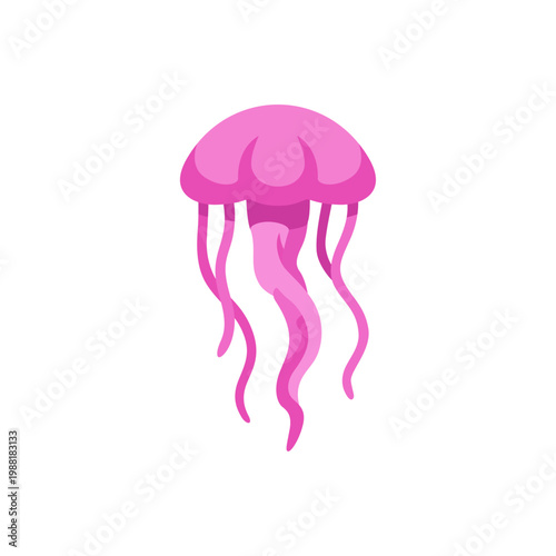 pink jellyfish, underwater marine animal, colorful illustration