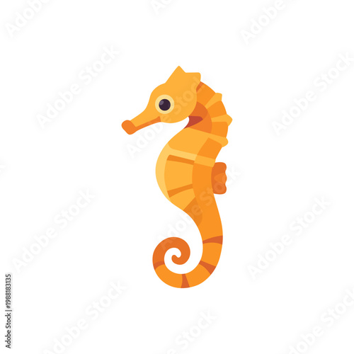 yellow seahorse, underwater marine animal, colorful illustration