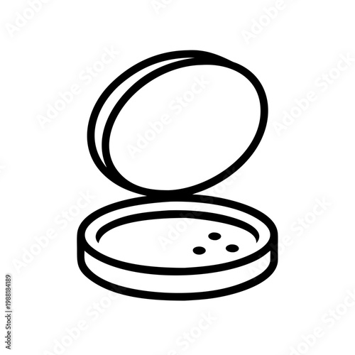 Minimalist outline icon of open powder compact showing small applicator holes vector image