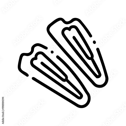 Pair of tweezers icon black outline on transparent background vector graphic
