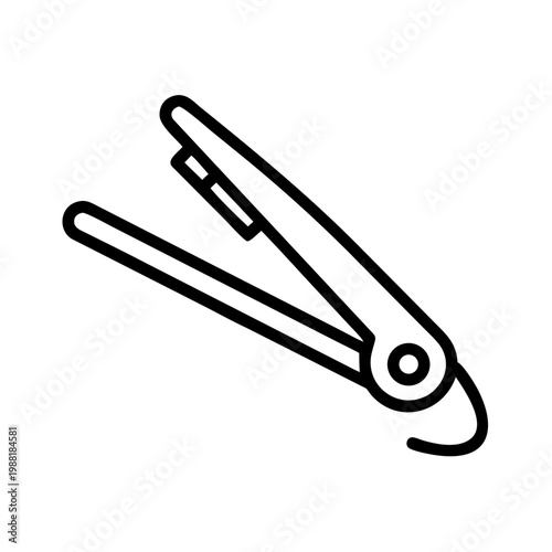 Flat iron for hair styling and straightening isolated on transparent background line art