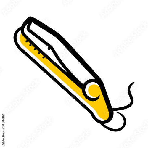 Hair straightener tool for hair styling and straightening isolated on transparent background