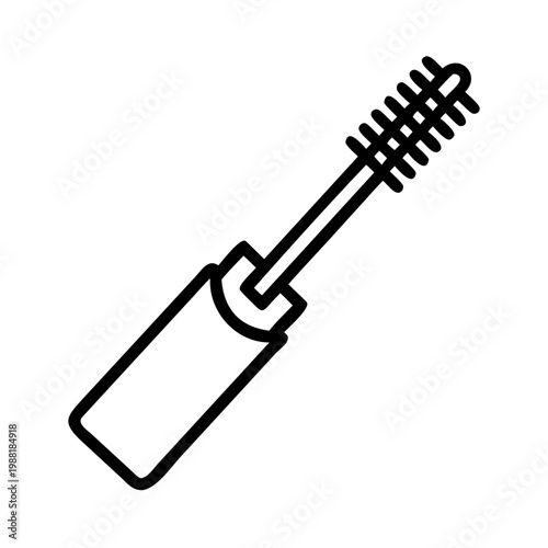 Mascara wand outline icon vector illustration for beauty salon and makeup product packaging