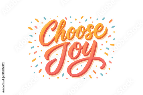 Choose joy font collection in cartoon style. Choose joy colorful phrase