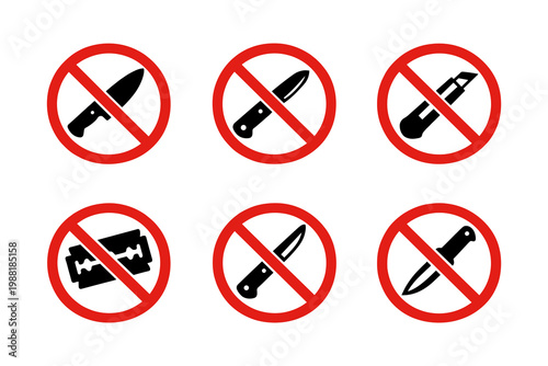 prohibition signs icons collection in simple style. Set of prohibition signs illustrations in different shape isolated