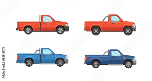 Car icon collection in cartoon style. Set of car pictures in different shape and color
