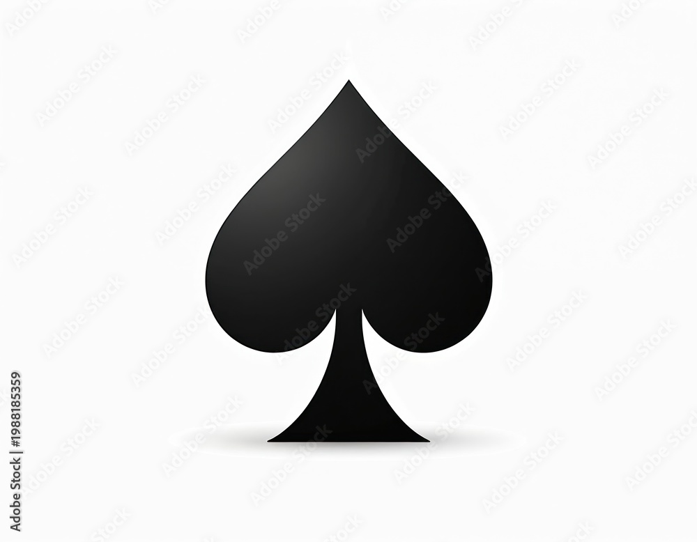 Fototapeta premium Black spade symbol on white background. Isolated graphic element for card games, casino, or design. Simple, minimalist icon for luck or strategy.