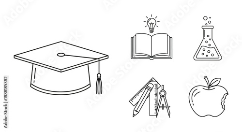 Graduation Cap and Education Icons.