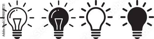 Set of light bulb icons representing ideas and innovation