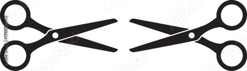 Black silhouette of two pairs of scissors facing each other