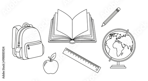 School objects for education and learning.