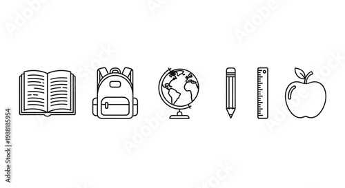 School objects for education purposes.