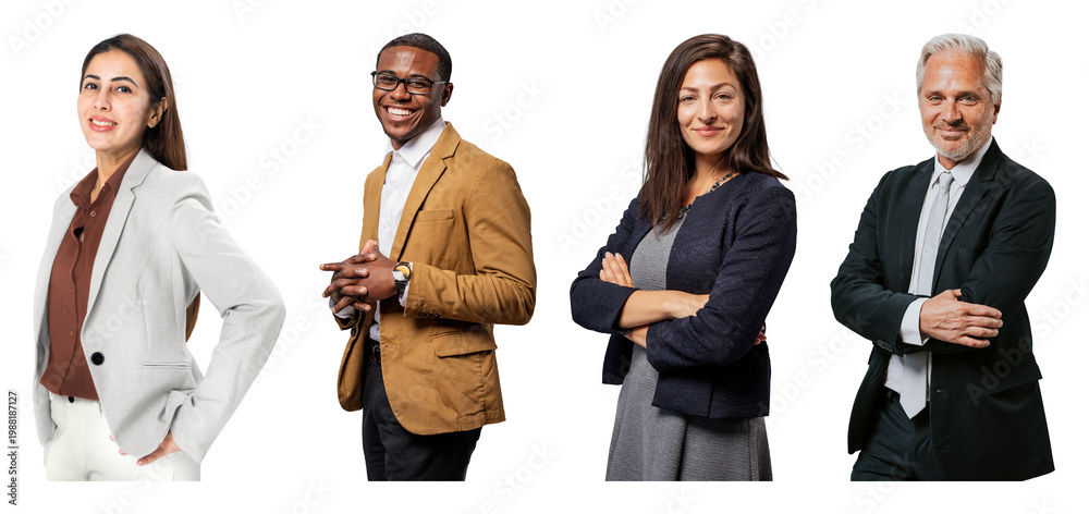Obraz premium PNG Diverse professionals in formal attire on transparent background