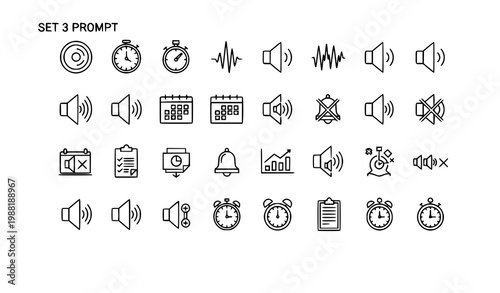 Time management outline icons set productivity schedule deadline vector eps10